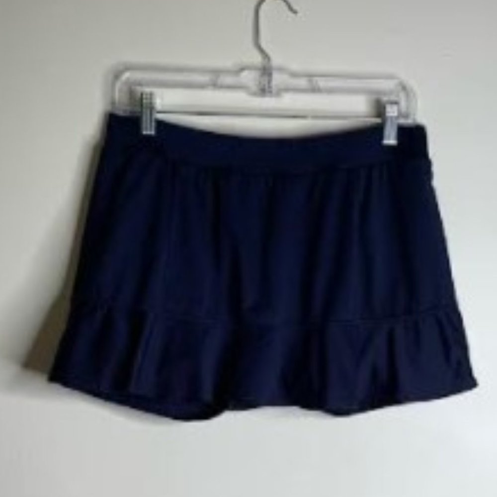 Tail Solid Navy Ruffled Bottom Skort Sz M - image 8